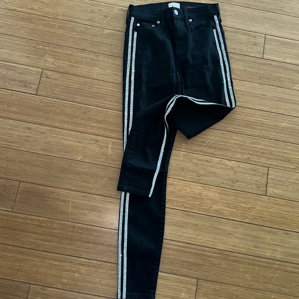 Alice & Olivia Black skinny jeans with rhinestone down sides